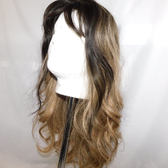 Two Tone Blonde Brown Wavy synthetic wig 22” Halloween Cosplay Dress up - - Picture 3 of 9